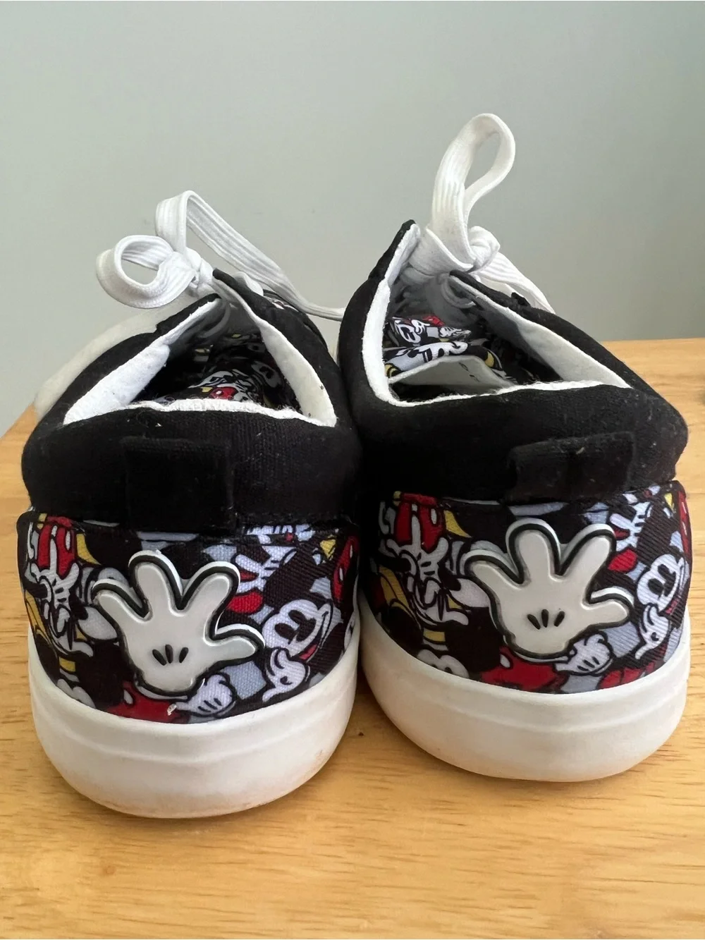 Disney Black Mickey Mouse Canvas Lace-Up Sneakers with Red and Yellow Accents
